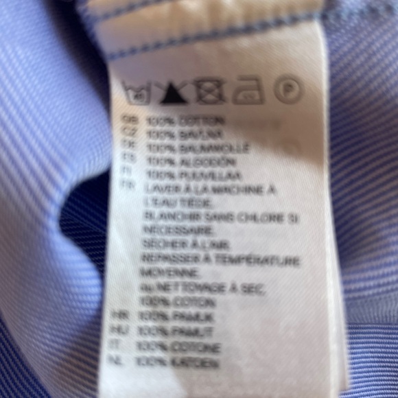 H&M Men's Long Sleeve Shirt Blue with Red Buttons Medium - Picture 9 of 11